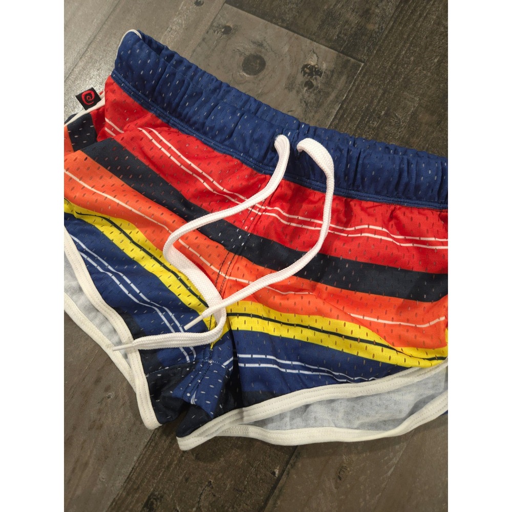 Jack Adams Men's Sprint Track Mesh Shorts Retro Sunset Stripe Size Small 402-147
